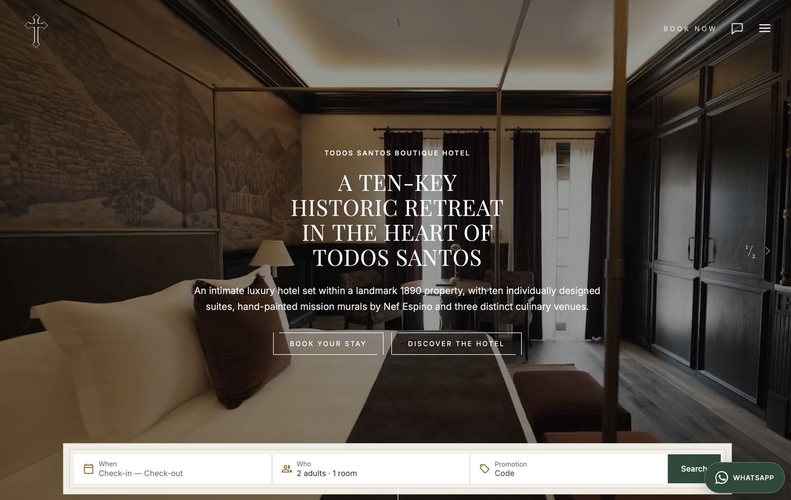 Sitio web de Todos Santos Hotel diseñado por Mezcalito Media