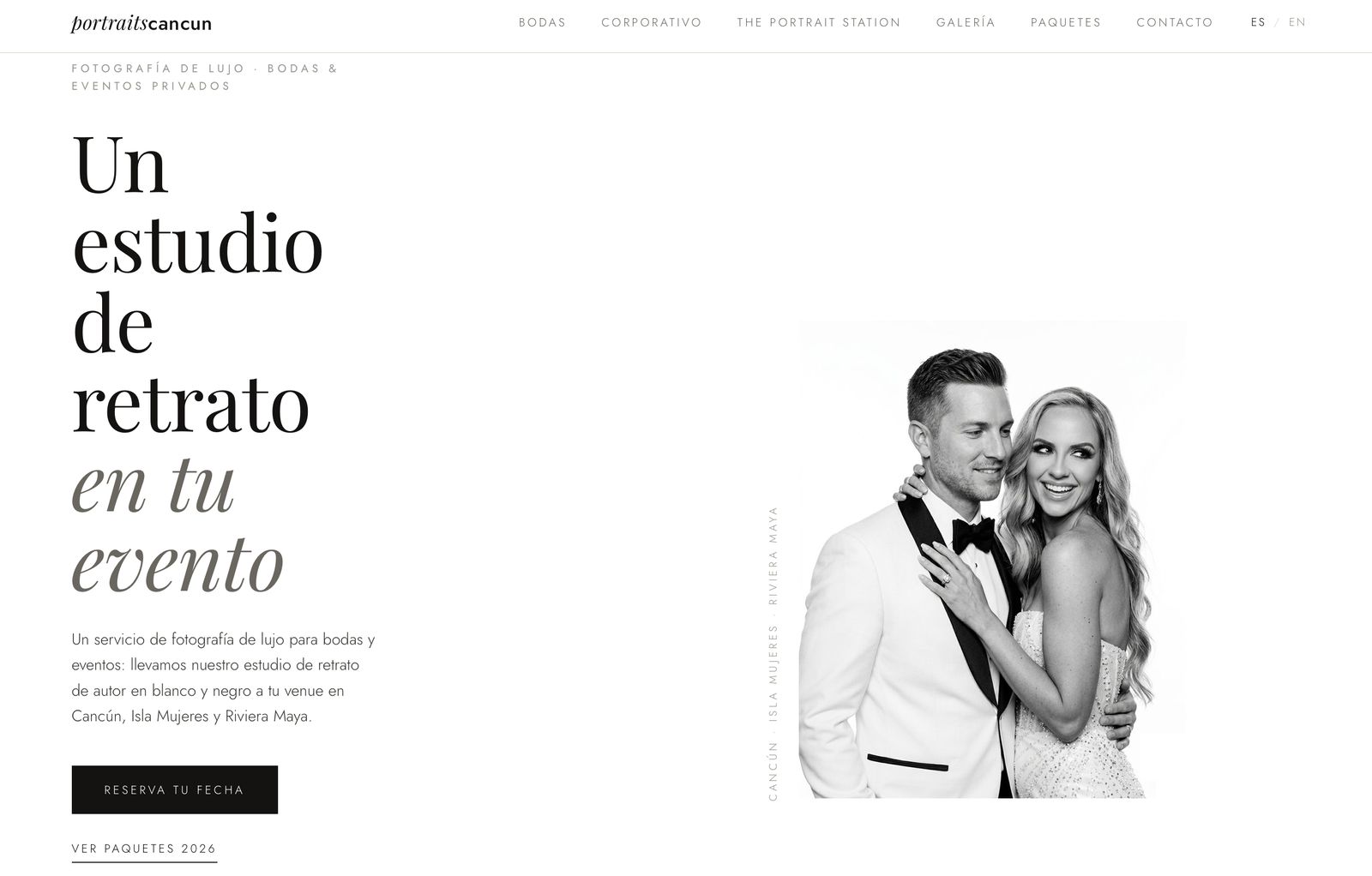 Sitio web de Portraits Cancún diseñado por Mezcalito Media
